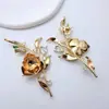 Colgante de Rosa de Cobre Chapado en Oro Accesorios de Estilo Antiguo Pasador DIY Hecho a Mano Adorno para el Cabello Accesorios Hanfu