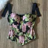 Top bustier de verano con estampado floral francés, elegante y que favorece la figura