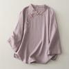 Camisa de Estilo Zen para Personas Comunes, Ropa Mejorada Estilo Tang, Nuevo Estilo Chino, Estilo Nacional Ligero, Camisa Holgada de Algodón y Lino Budista, Ropa de Té para Mujer de Primavera y Otoño