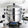 Vaporizador de Acero Inoxidable para el Hogar Doble Capa Espesado Tres Capas Gas Olla Pequeña Olla Caliente Rejilla para Vaporizar Olla de Sopa Tamal Universal