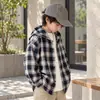 Camisa con Capucha de Cuadros Estilo Coreano para Niños de Primavera y Otoño 2026 Nuevo Estilo Chaqueta Cardigan Guapa para Niños Medianos y Mayores