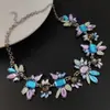 Joia transversal 2019 moda europeia e americana colar de borboleta roxa com gema colar gargantilha falso curto