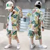 Trajes de Manga Corta para Niños de Primavera y Verano, Ropa de Verano Moderna Fresca y Guapa para Niños, Ropa para Niños, Camisas de Seda Helada, Conjunto de Dos Piezas