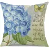 Funda de Almohada Estampada en Lino con Diseño Floral de Hortensia y Mariposa Estilo Nórdico Pastoral de Amazon para Mesita de Noche y Sofá