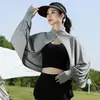 Chal de Protección Solar para Mujer Verano Ciclismo Conducción Anti-UV Cárdigan Capa Transpirable Holgado Manga Larga Seda de Hielo Chaqueta Delgada