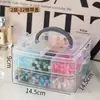 Caixa de Armazenamento para Miçangas, PP Durável e Resistente a Choques, Caixa de Armazenamento Multifuncional para Pulseiras e Miçangas, Caixa de Armazenamento de Grande Capacidade com Nove Compartimentos e Tampa