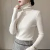 Suéter de Tricô Costurado Gola Alta Feminino Slim Fit Novo Estilo 2026 para Outono e Inverno