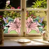 Cbccht107 Pegatina de Vidrio para Esquina de Ventana Floral y de Pájaros Transfronteriza, Pegatina Decorativa de Flor para Esquina de Vidrio Colorida Adhesiva de Doble Cara Ultra Transparente