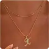 Collar de Cobre con 26 Letras Transfronterizo de Amazon para Mujer, Cadena para Clavícula con Colgante Personalizado en Capas de Alta Gama, Joyería Versátil y Elegante