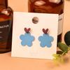 Pin de Plata 925 Pendientes Elegantes para Mujer Pendientes Flor de Pétalo Mori Clip de Oreja de Flor Azul Klein Simple C066