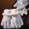 Lindos Guantes de Felpa de Gato Azul de Cinco Dedos para Mujer, Guantes Gruesos de Invierno Cálidos Forrados de Felpa, Resistentes al Viento para Ciclismo, Nuevo Modelo 2026