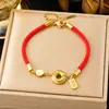 Pulsera de Cuerda Roja con Hebilla de Paz de Nuevo Estilo, Pulsera de Diseñador, Pulsera de Alto Nivel Estilo Chino, Pulsera Versátil de Moda para Mujer