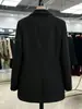 Blazer cruzado negro suelto de doble botonadura para mujer, estilo europeo y americano, chaqueta profesional casual ajustada