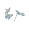 Pendientes de Nuevo Estilo Frescos y Dulces con Sencillo Diseño de Doble Mariposa Microincrustados con Circonita Pendientes Diarios para el Trabajo Pendientes Elegantes para Mujer