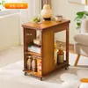 Mesa Pequena Multifuncional Dobrável de Bambu para Apartamentos Pequenos, Aparador para Sala de Estar, Carrinho Móvel Doméstico, Mesa Lateral para Sofá