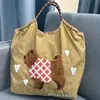 Bolsa de Lona Bordada Ecológica Grande Capacidade Nylon Transversal Tote Bolsa de Ombro para o Dia a Dia Compras Bolsa Tote