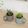 DIY Patrón Redondo de Yeso Cortado Mango de Vela Taza Molde de Resina Maceta Adorno de Almacenamiento Silicona
