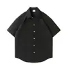 Gopudo Jaqueta Top Simples Versátil Retrô Japonês Camisa Retrô Masculina Solta Camisa de Verão Gs1492