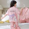 Pijamas de verano para niñas, de seda helada, de manga corta, finos, con estampado de dibujos animados, para el hogar, para niñas medianas y grandes, y niñas pequeñas.