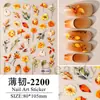 Adesivos de arte para unhas novos transfronteiriços: Designs florais de Ação de Graças de outono, com abóbora, folha de bordo, cogumelo e bolota, com verso adesivo
