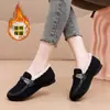 Zapatos de Invierno Nuevos para Mujer, Engrosados, Casuales, Cálidos, para Madre, Planos, Antideslizantes, sin Cordones, Forrados de Felpa, de Algodón