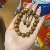 Madeira de seis veios 2.0 material antigo, pulseira de madeira Jialong, pulseira de nove veios, contas budistas com anéis deslizantes, contas de oração masculinas e femininas com padrões completos