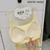 Top Camisola de Algodón Cepillado acanalado de Doble Tirante para Otoño e Invierno para Mujer con Sujetador Incorporado Capa Interior Cálida Top Versátil
