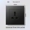 Hong Kong y Macao Enchufe USB Británico 13A con Enchufe de Carga Rápida Tipo-C Interruptor de Luz Estándar Británico Panel de Plástico Negro