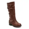 Botas de montar para mujer europeas y americanas talla 35-45 para otoño e invierno, botas de cuero de caña alta con punta redonda, suela gruesa, tacón cuadrado antideslizante, talla grande para ventas transfronterizas
