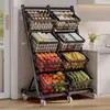 Estante de almacenamiento de cocina con carrito pequeño, cesta multi-capa para frutas y verduras, cesta de almacenamiento, de pie, estante para snacks de sala de estar, inclinado