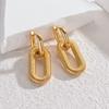Pendientes de cadena chapados en oro de 18 quilates de acero inoxidable estilo europeo y americano, diseño de nicho, pendientes de moda al por mayor