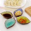 Creativo hogar cerámica esmalte craquelado salsa de condimento vinagre plato pequeño plato para salsa hotel chino forma de hoja