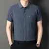 Mercadorias genuínas American Dolphin Camisa de Linho de Seda de Amora de Alta Qualidade para Homens Casual Versátil Camisa de Manga Curta Solta para Homens de Meia-idade e Jovens