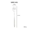 Vajilla Cuchara de Acero Inoxidable Tenedor Flor de Rosa Tenedor para Ensalada de Frutas Cuchara Mezcladora Dorada Rosa Dorado Cuchara para Sopa Estilo Coreano