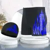 Conjunto de Bermuda e Touca para Natação Adulto, Moderno Tamanho Grande Caimento Solto, Bermuda de Natação Chama de Fonte Termal, Óculos de Natação, Equipamento de Natação Atacado