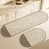 Estilo Ruili alfombrilla de suelo de barro de diatomeas ovalada para cocina alfombrilla larga absorbente de aceite para el hogar fácil de manejar absorbente de agua secado rápido antideslizante