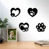 Conjunto de quatro peças de pingentes decorativos de pata de cachorro em madeira, placas de madeira com pegada de pata para quarto de cachorro de estimação, placas de madeira para animais de estimação