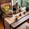 Mesa de Té Estilo Canción para Balcón de Madera de Nogal Negro, Mesa y Sillas Estilo Tradicional para Sala de Estar, Balcón, Apartamento Pequeño, Mesa de Té Integrada