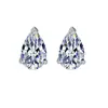 Brincos de prata esterlina 925 de venda quente transfronteiriça Brincos simples e elegantes femininos 1 quilate em forma de gotas de água em forma de pêra Brincos de moissanite