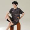 Pijama Nuevo de Verano para Hombre de Manga Corta y Pantalón Corto, Traje Holgado de Talla Grande estilo Coreano con Dibujos Animados Casual para Exterior, Ropa para el Hogar