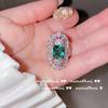 Anel de Esmeralda de Pavão Brilhante Brilhante Banhado a Ouro 18K Multifacetado Esmeralda Zircon Flash Anel de Diamante Ajustável