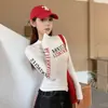 Camiseta de manga larga con estampado de chica picante estilo americano para mujer, top sencillo ajustado primavera 2026, moderno 26001