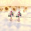 Brincos de Árvore de Natal com Pino de Prata Esterlina 925 nova moda temperamento joia de ouvido ins design simples de nicho brincos de zircônia colorida