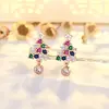 2026 Novos Brincos de Prata 925 com Pino Árvore de Natal Stud Brincos Ins Design Simples Nicho Zircônia Colorida Brincos Elegantes com Toque de Luxo