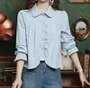 Nuevo Top Corto de Estilo Francés para Mujer, Temporada Primavera y Otoño 2026, con Diseño de Cuello de Muñeca Volanteado, Dulce y Juvenil Único