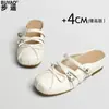 Zapatos Mocasines de Piel Suave para Mujer, Zapatos Mary Jane, Calzado de Verano para Exteriores, Mules de Punta Cerrada