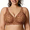 Sujetador Transfronterizo sin Costuras con Estampado de Leopardo para Mujer, Inalámbrico, Holgado y Cómodo, de Cobertura Completa, Sujetador de Soporte Suave tipo Gelatina