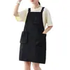 Macacão de Trabalho Repelente à Água com Alças e Avental Estilo Japonês Ajustável Multibolsos Barista Florista Roupa de Trabalho