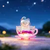 Nuevo Modelo Taza de Té Aceite Susurro de Maullido Estrellado Caja Sorpresa Gato de Dibujos Animados Figura de Arena Líquida Decoración Femenina Juguete de Moda Suministro