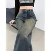 Jeans Retrô Americano Estendido para Mulheres Altas, Calças Largas de Cintura Alta com Caimento, Calças de Comprimento Total Estilo Street